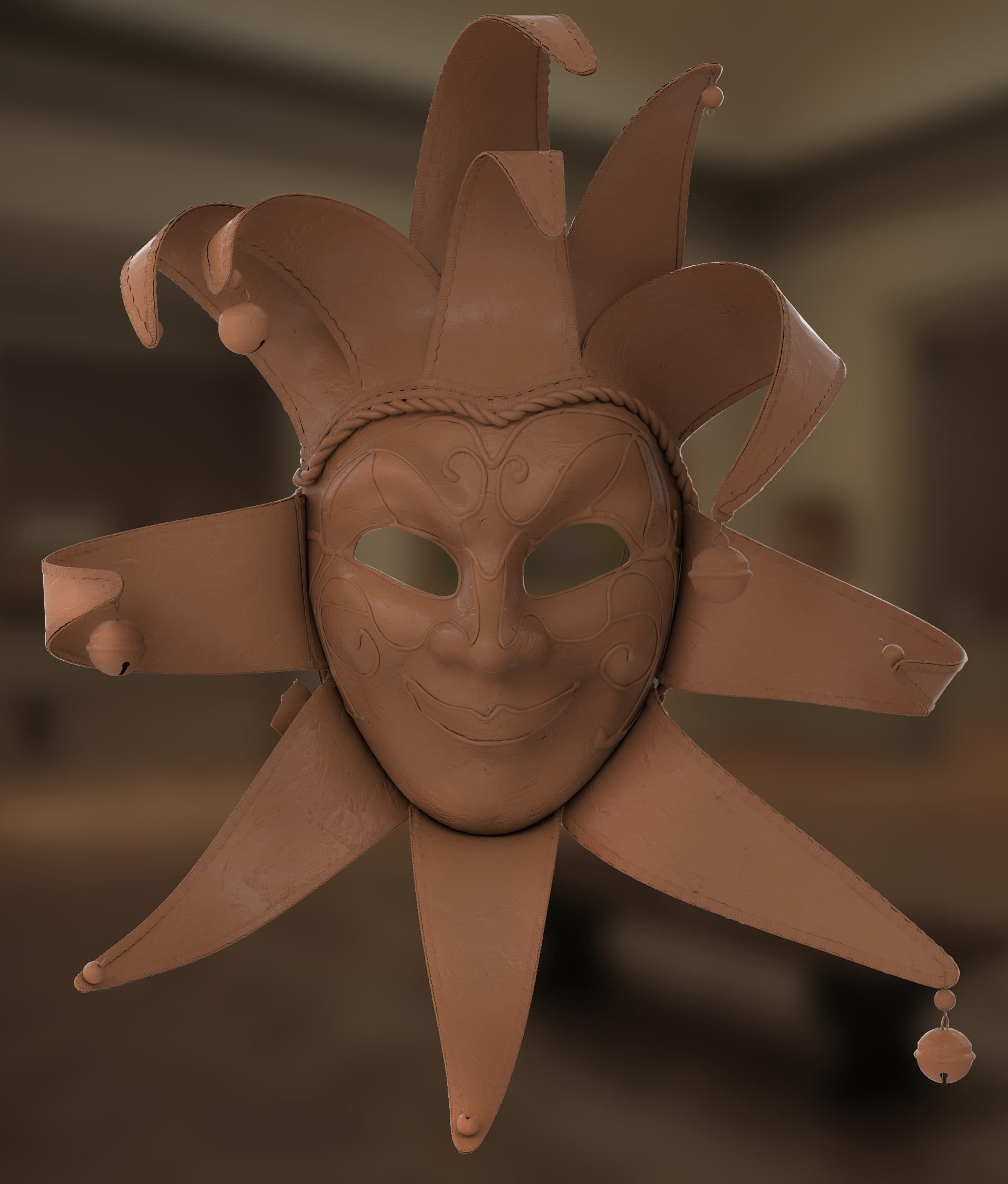 Jester Mask, clay render