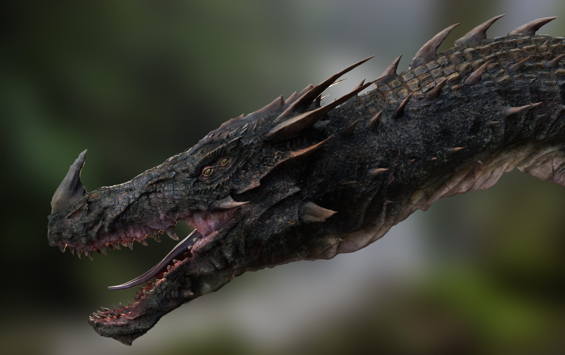 The Wyvern, the creature's head mid-roar