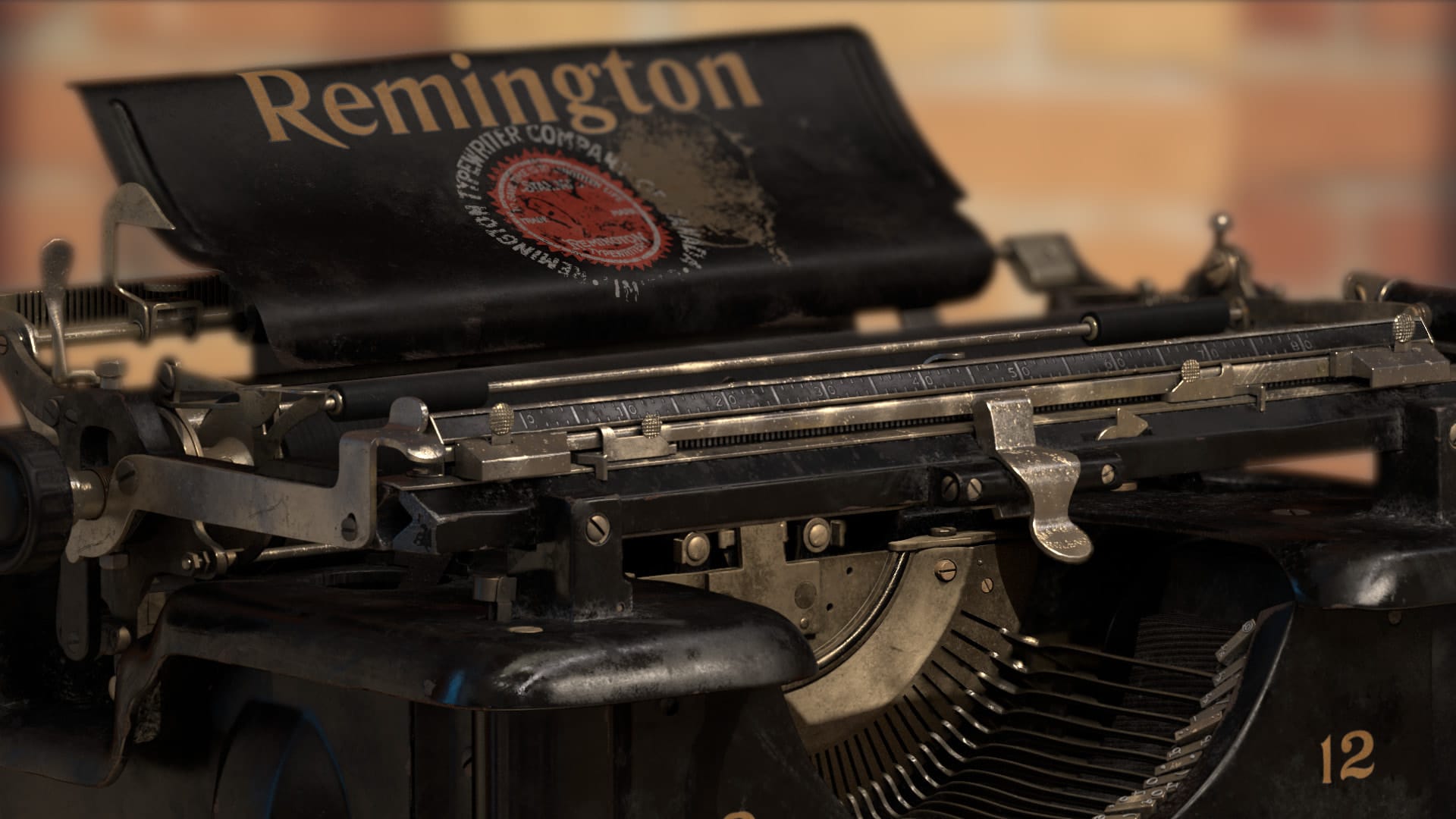 The Writer, close-up of the typewriter's paper table