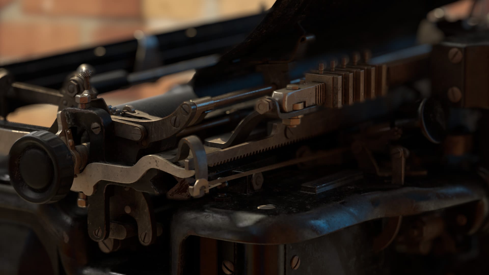 The Writer, close-up of the typewriter's mechanism
